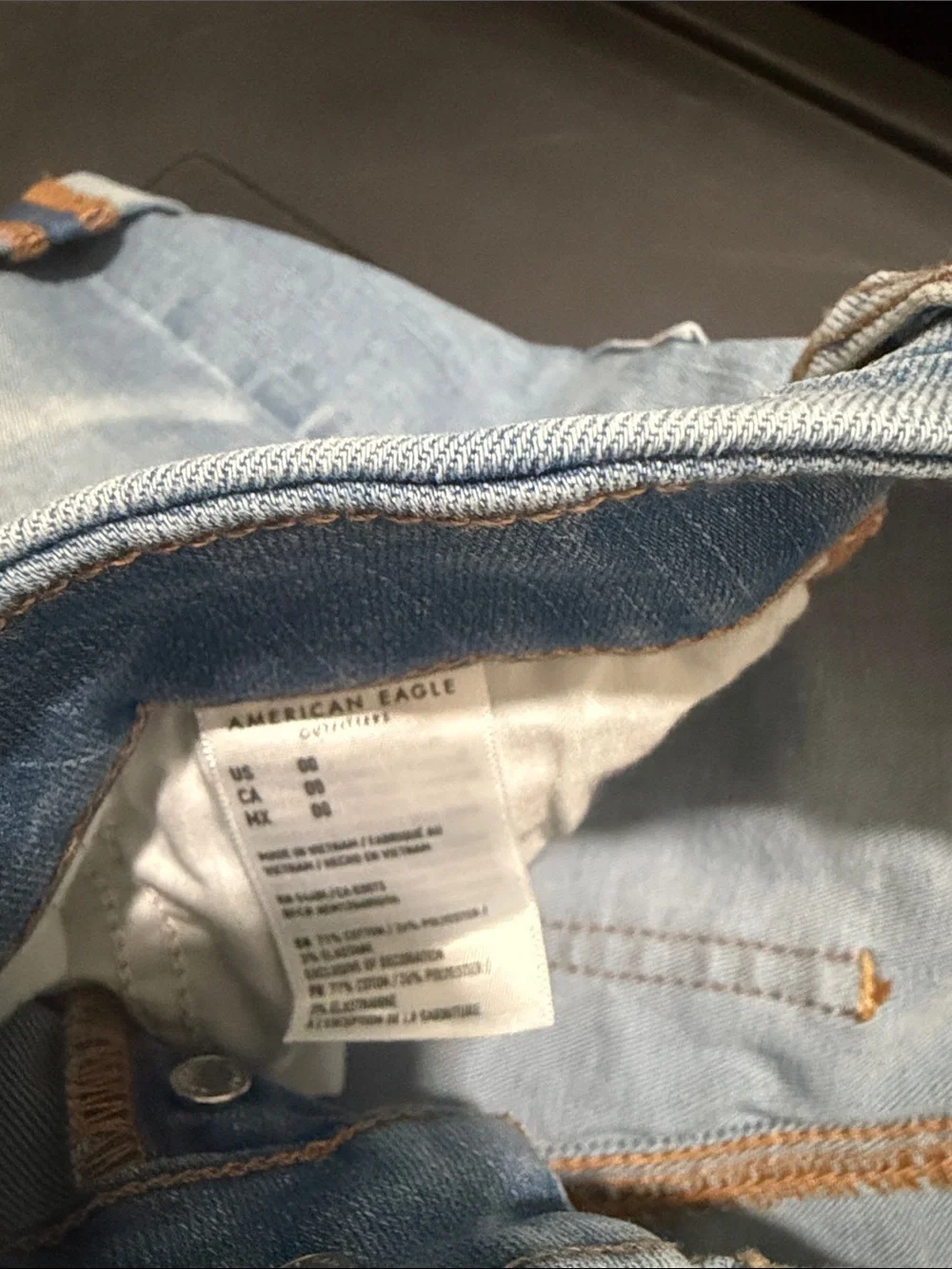 American Eagle Outfitters Light Blue High-Rise Button-Front Denim Shorts